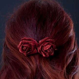 Glitter red rose clip for hair